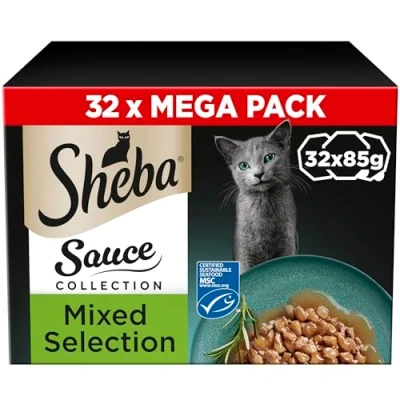 Image of SHEBA Sauce Lover Cat Food Trays Mixed Collection 32 x 85 g