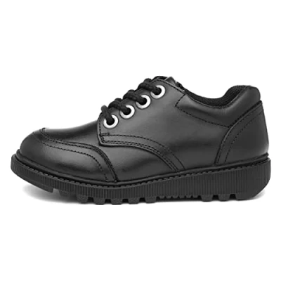 Image of Hush Puppies Girl&#039;s Kiera Non Patent Jnr School Uniform Shoe, Black, 11 UK Child