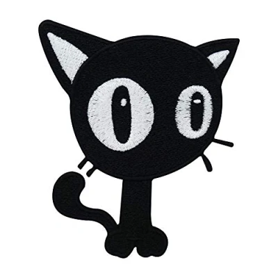 Image of Finally Home Black Cat Iron On Patch Patches, Motifs