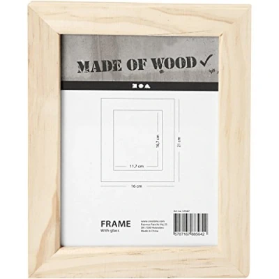Image of Photo Frame, size 21x16 cm, hole 16,7x11,7 pine, 1pc