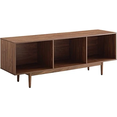 Image of Crosley Furniture Liam Large Vinyl Record Storage TV Stand and Entertainment Center, Media Console, Walnut
