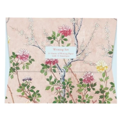 Image of Museums and Galleries Marketing. Victoria Albert Museum 18.8 x 24.5cm Chinese Blossom Writing Paper Sheet with Envelope (Pack of 10)