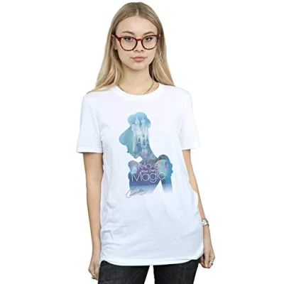 Image of Disney Princess Women&#039;s Cinderella Filled Silhouette Boyfriend Fit T Shirt Large White