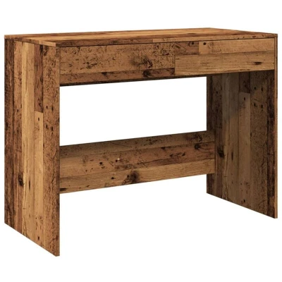Image of vidaXL Rectangular Desk Old Wood Engineered Brown With 2 Drawers, Stable &amp; Durable for Office/Home/School 101 x 50 76.5 cm