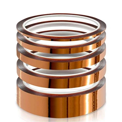 Image of YIXISI 5 PCS High Temperature Tape, Kapton Polyimide Sublimation Multi Sized 3mm/6mm/8mm/12mm/25mm x 33m, Thermal Transfer for 3D Printers etc. Up to 280℃ (536℉)