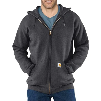 Image of Carhartt Men&#039;s Loose Fit Midweight Full Zip Sweatshirt, Carbon Heather, S