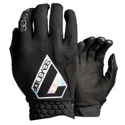 Image of 7 iDP Project Full Finger MTB Cycling Racing Gloves (LTD. ED. Black/Holographic, M)