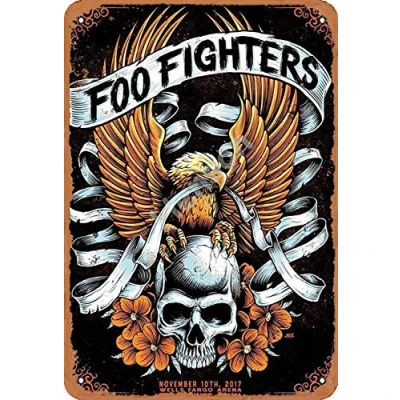 Image of Henson Foo Fighters vintage Tin Sign Logo 12 * 8 inches Advertising Eye Catching Wall Decoration