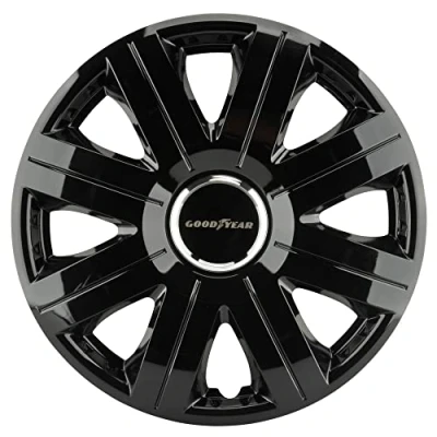 Image of Goodyear 75507 Wheel Covers Clip 15 Inch, Black/ Silver, Set of 4