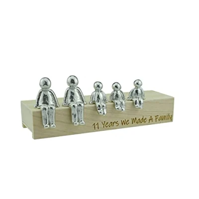 Image of Pirantin 11th Anniversary Idea 11 Years We Made A Family Metal Ornament Choose Your Combination Box &amp; Woodgrain May Vary(3 Children)