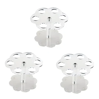 Image of AMIUHOUN 3 Pieces 6 Holes Acrylic Ice Cream Cone Stand Holder Transparent