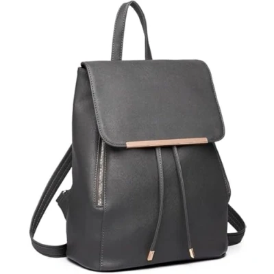 Image of Miss Lulu Backpack Women Small Waterproof City Modern PU Leather for Travel Work School (Grey)