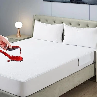 Image of Waterproof Mattress Protector King Size 150x190/200cm Hypoallergenic, Highly Breathable, Anti Retrecissement, Hypoallergenic Cover Sheet,Protection against Mite and Bacteria Warranty 15 Years