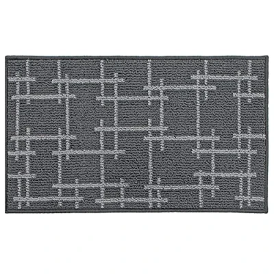 Image of JVL Vector Machine Washable Latex Backed Doormat, 50x80cm, Grey