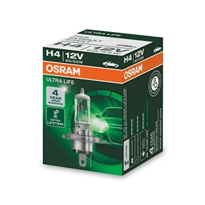 Image of OSRAM ULTRA LIFE H4, halogen headlamp, 64193ULT, 12 V passenger car, folding carton box (1 unit)
