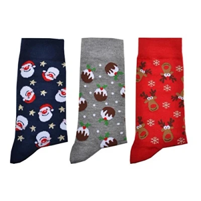 Image of 3 Pairs of CHRISTMAS Socks Variety sizes