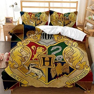 Image of CHAOSE UKB 3 Piece Bedding, 100% Microfiber Harry Potter, School of Magic Bedding Set Soft Duvet Cover and Pillowcase 2 Pieces (Pattern 02,Single(135x200cm))