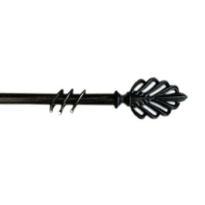 Image of Kippen 1304N Extendable Curtain Rod 120 200 cm Antique Black Leaf Pattern