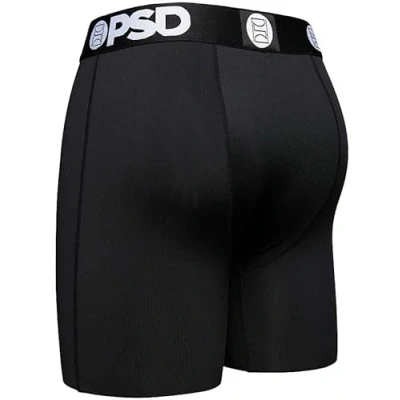 Image of PSD Underwear Men&#039;s Stretch Elastic Wide Band Boxer Brief Solids Single, Black, M
