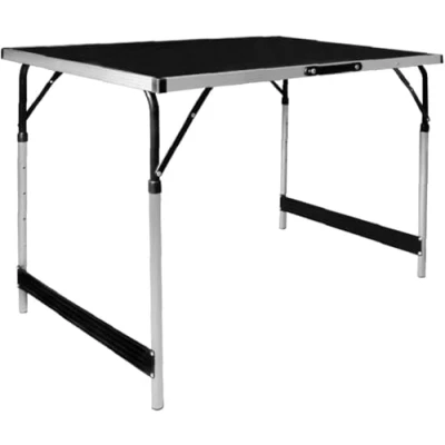Image of Unibos 3FT camping Table Folding Picnic Adjustable Height Multipurpose Party Dining small Lightweight with Carry Handle for Catering Buffet and Garden (100x60cm)