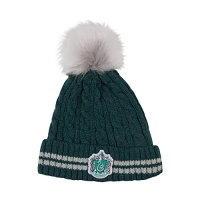 Image of Cinereplicas Harry Potter Pom Beanie Officially licensed Slytherin Green &amp; Grey