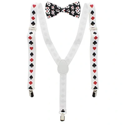 Image of Zac&#039;s Alter Ego Men&#039;s Matching Playing Cards Suspenders &amp; Pre Tied Bow Tie