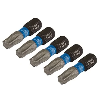 Image of Draper Expert TX STAR Impact Screwdriver Bits, T30 x 25mm, 1/4&quot; Hex (Pack of 5)