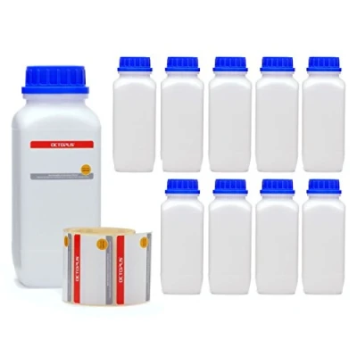 Image of Octopus 10x 1000 ml wide neck bottles with screw cap, chemistry bottles, laboratory lid as storage container for laboratory, kitchen or hobby