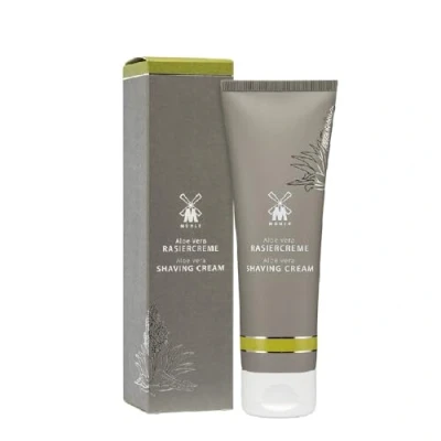 Image of MÜHLE Aloe Vera Shaving cream Tube creates a rich lather for smooth shave luxury to soften &amp; moisturise 75ml
