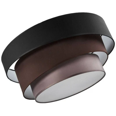 Image of Lindby Melia ceiling light, black/brown, textile, Ø 56cm