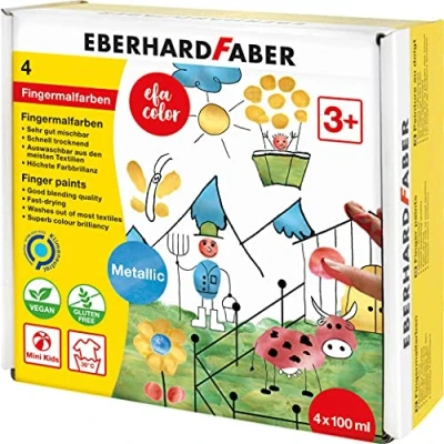 Image of Eberhard Faber EFA Colour 578802 Finger Paints, 4 Metallic Colours with 100 ml Each
