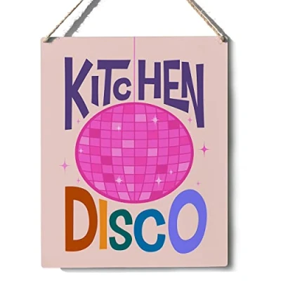 Image of Kitchen Sign Decor Disco Posters Metal Retro Vintage Tin Poster Wall Art 8x12 Inches