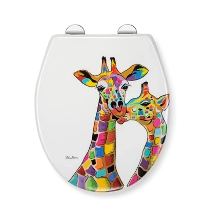 Image of Croydex Steven Brown Francie &amp; Josie Flexi Fix White Universal Toilet Seat Soft Close, Quick Release, Adjustable, Plastic Polypropylene, Top and Bottom Fixing