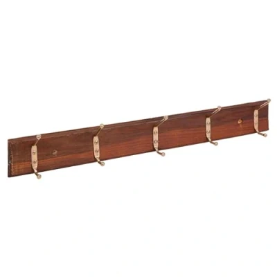 Image of Antique 5 Hook Wooden Wall Mounted Coat Rack By Ashley