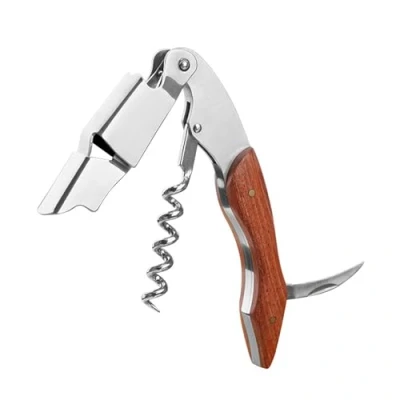 Image of FUZVOL Waiters Corkscrew Stainless Steel Wine Opener Professional Bottle Beer Foil Cutter with Wood Handle for Bartenders, Sommeliers and