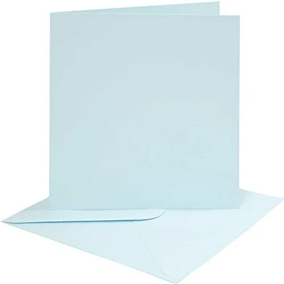 Image of 4 Light Blue 6x6 Cards &amp; Envelopes for Card Making Crafts Blanks