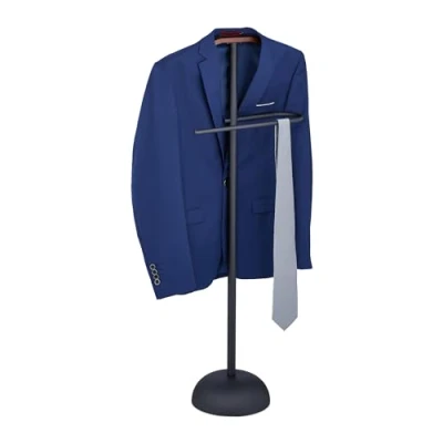 Image of Relaxdays Valet Stand, for Shirts &amp; Pants, Steel, Freestanding Clothes Rail, Men Women, 110 x 45 24 cm, Black/Brown