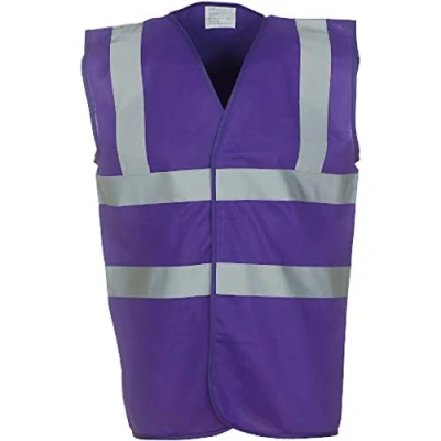 Image of Yoko Men&#039;s Yk001/Hvw100 Hi Vis 2 Band and Braces Waistcoat Purple, 3X Large