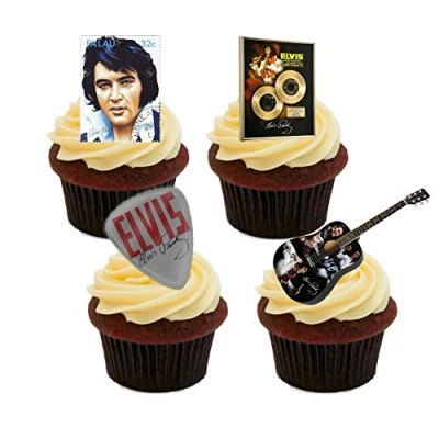 Image of Made4You Elvis Presley Fan Mix, Edible Cupcake Toppers Stand up Wafer Cake Decorations (Pack of 24)