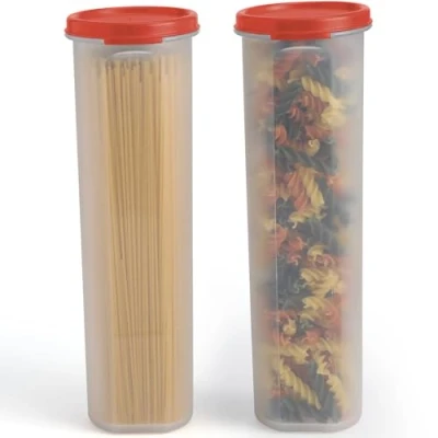 Image of SIGNORA WARE Multi Purpose Tall Home Kitchen Clear Storage Container with Locking Lids For Pasta Noodles Nuts Beans Staples and more 100% Food Grade Plastic Airtight, Leakproof, Watertight Seal