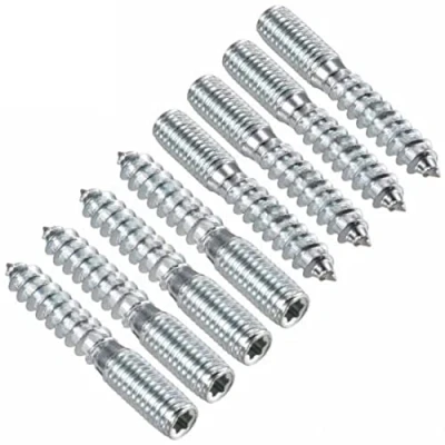 Image of TERF® M8 (8mm) X 60mm Wood to Metal Screw Dowels Hanger Double Headed Bolts Dowel For Woodworking Connector Joining Furniture Legs Professional Carpenters DIY and Craft Projects Pack of 8