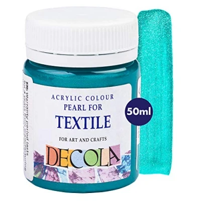 Image of Decola Turquoise Glitter Effect Textile Colours 50ml High Pigment Colour Made by Nevskaya Palitra