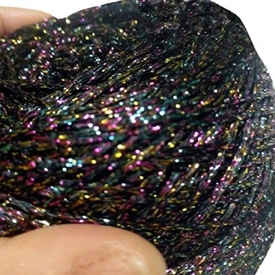 Image of Clisil 100g DIY Black Colorful Lurex Yarn Shining Glitter Sparkle Metal Crochet Thread Bag Sweater Toy Accessory