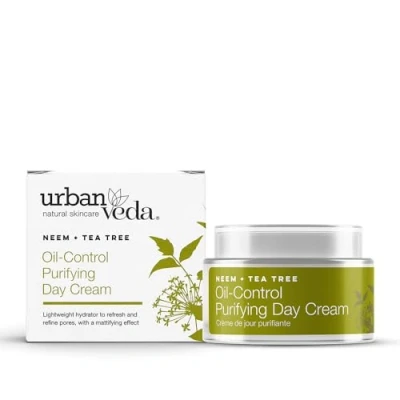 Image of Urban Veda Oil Control Purifying Day Cream Active Neem &amp; Tea Tree Face Care Oily Congested Skin Natural Moisturiser with BHA Vegan Women Collagen 50 ML