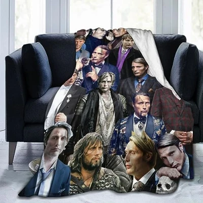 Image of Suehome Blanket Mads Mikkelsen Soft and Comfortable Wool Fleece Throw Blankets for Sofa Office car Camping Yoga Travel Home Decoration Cozy Plush Beach Gift