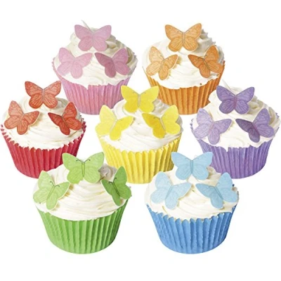 Image of Mixed Pack of 84 Edible Wafer Decorations Small Vivid Butterflies 201 541 Made by CDA Products Limited