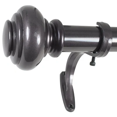 Image of Decopolitan 1 Inch Urn Single Window Treatment Rod Set, 36 to 72 Inch, Warm Bronze
