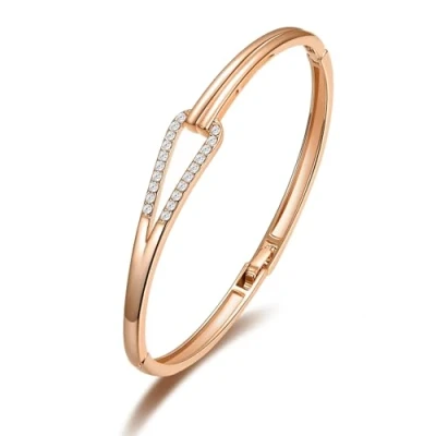 Image of Philip Jones Rose Gold Plated Link Bangle Created with Zircondia® Crystals (7 Inch)