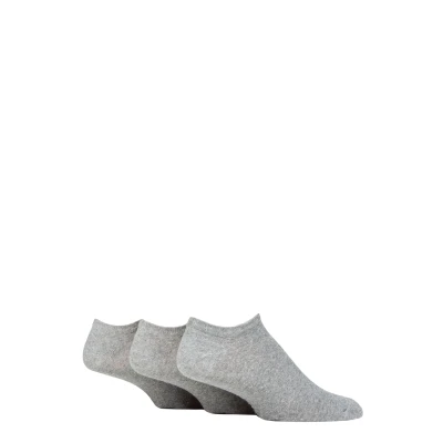 Image of Mens 3 Pair SOCKSHOP TORE 100% Recycled Plain Cotton Trainer Socks Grey 7 11