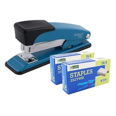 Image of D.RECT 315A Metal Stapler with 2,000 Staples, Office Stapler, Industrial Table 30 Sheets, for Office, Desk, Blue